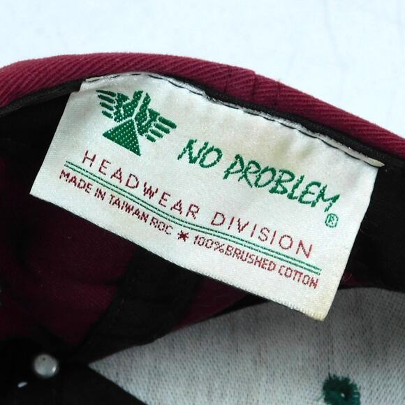 Vintage 90s No Problem Headwear Snapback Hat Red Green Reshaped Crown - Picture 7 of 7